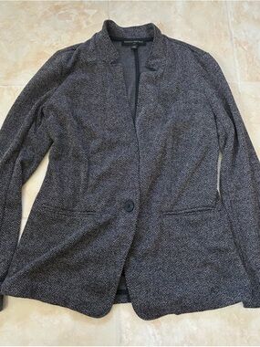 Banana Republic Women's Charcoal Herringbone Single-Button Blazer